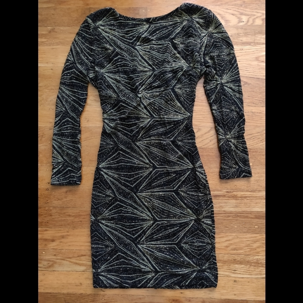 Black Gold Long Sleeve Dress